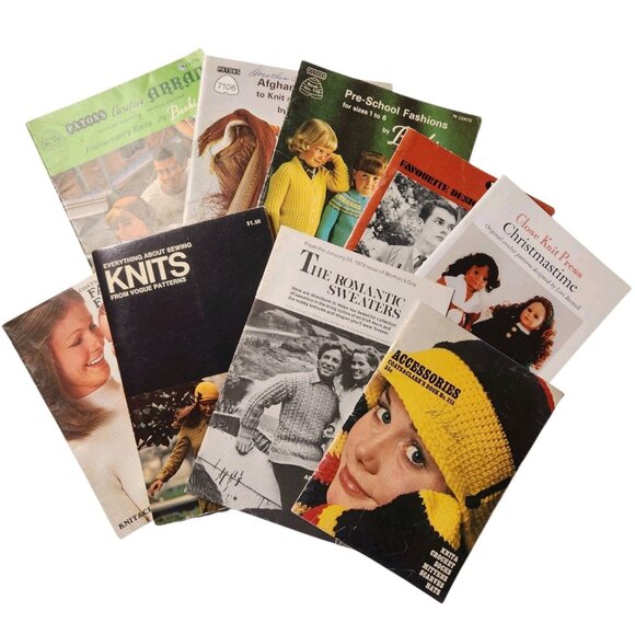 Vintage Lot of Crochet Knit Pattern Books Sweaters Baby Clothing Adult Clothing - Picture 2 of 11